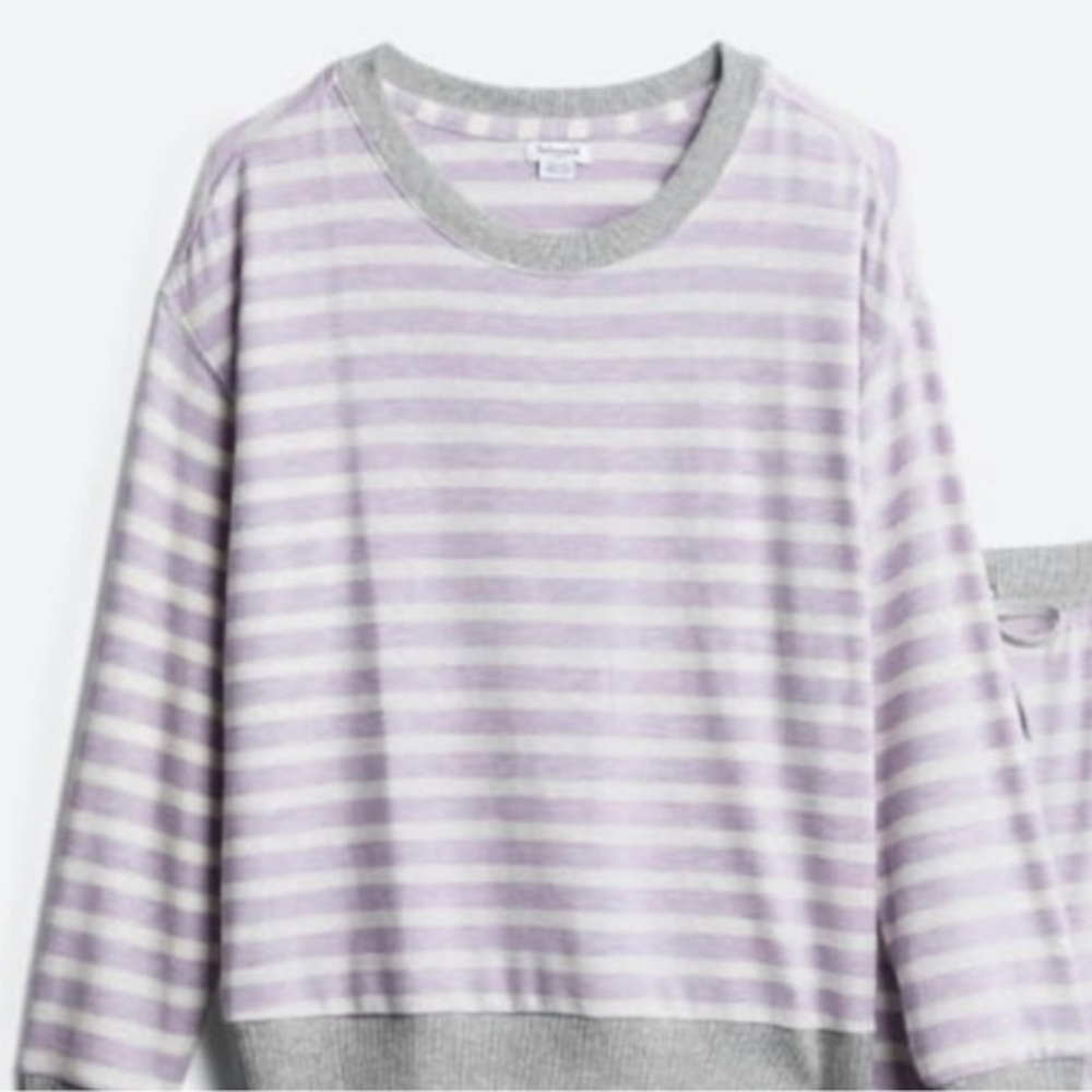 NEW w/tags SPLENDID super soft striped sweater stitch fix purple white grey L
